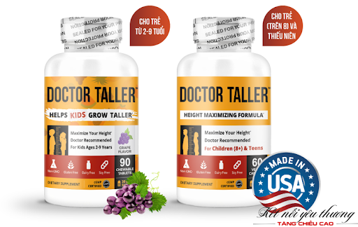 Sản phẩm hỗ trợ tăng chiều cao Doctor Taller được xuất xứ tại Mỹ, đạt tiêu chuẩn FDA