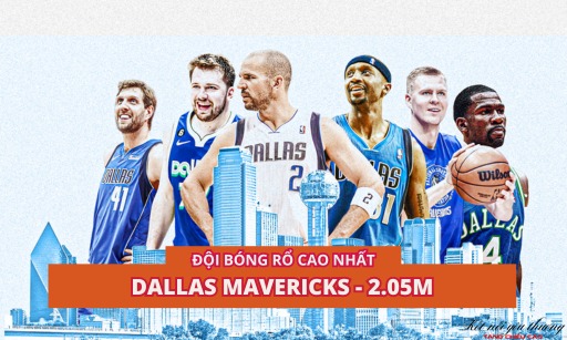 Đội hình Dallas Mavericks chỉ có duy nhất 2 cầu thủ cao 1.85m và 1.88m.